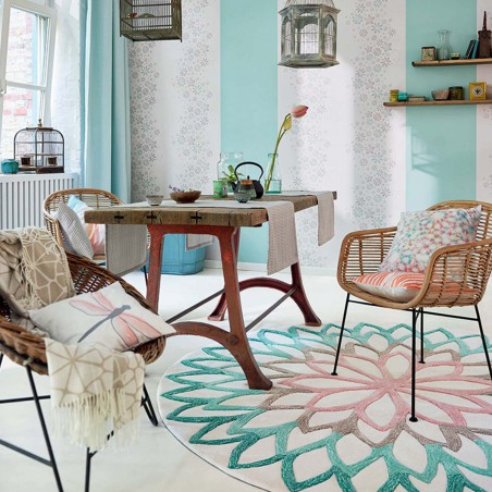 Tapis moderne Lotus Flower bleu par Esprit Home Tapis moderne Lotus Flower bleu par Esprit Home