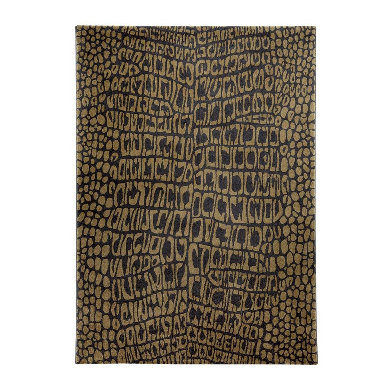 Tapis de Salon Croco Marron et Or African Safari - WECONhome