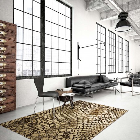 Tapis moderne Snake marron et Or African Safari par Tapis Chic collection Tapis moderne Snake marron et Or African Safari par Tapis Chic collection