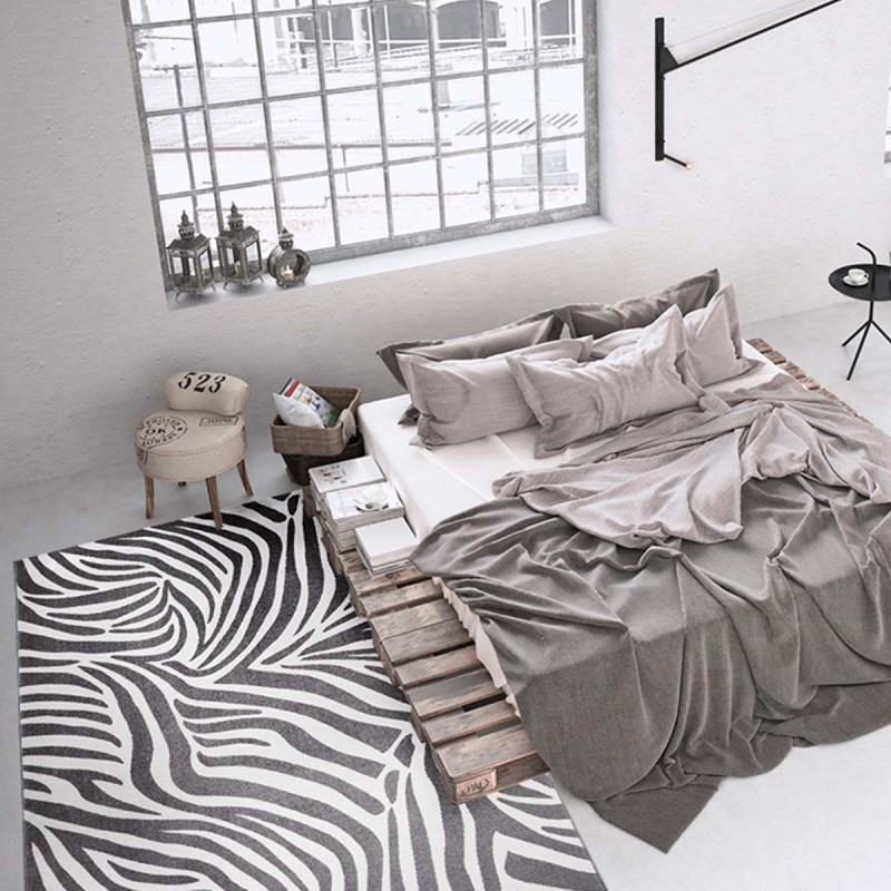 Tapis de salon Zebra gris African Safari par Tapis Chic collection