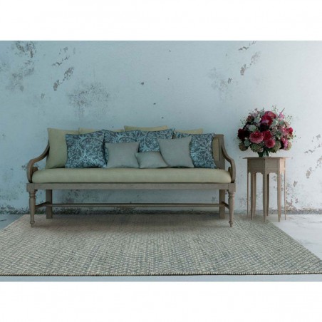 Tapis en laine Angelo bleu Mic Mac tissé main Tapis en laine Angelo bleu Mic Mac tissé main