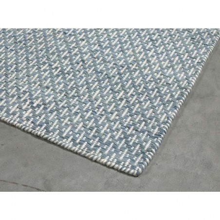 Tapis en laine Angelo bleu Mic Mac tissé main Tapis en laine Angelo bleu Mic Mac tissé main