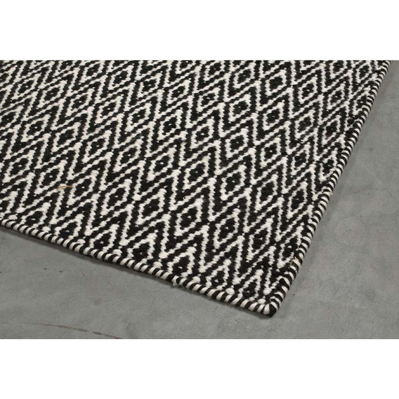 Tapis en laine Mic Mac noir et blanc par Angelo