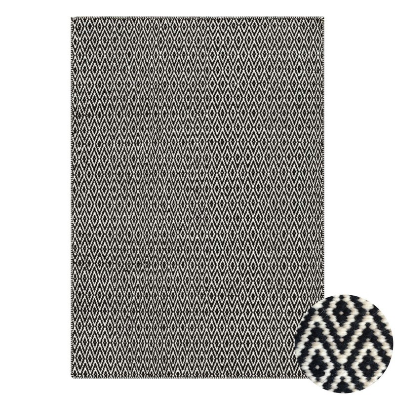 Tapis en laine Mic Mac noir et blanc par Angelo