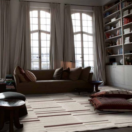 Tapis en laine tissé main marron Hazara par Angelo Tapis en laine tissé main marron Hazara par Angelo