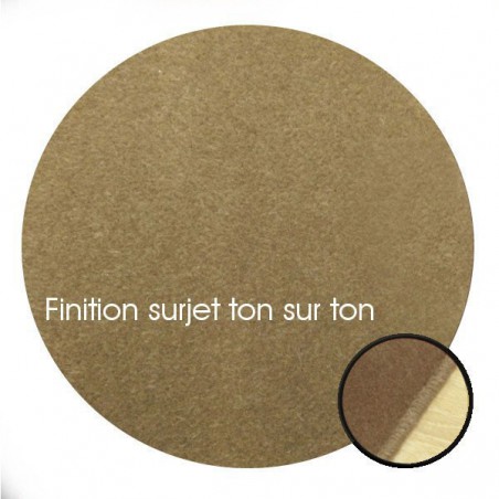 Tapis sur mesure Rond en laine Marron Vison gamme Velvet finition surjet