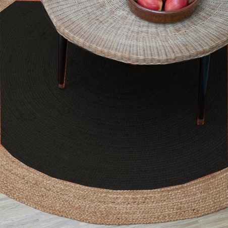 Tapis de salon rond Knit noir par Joseph Lebon Tapis de salon rond Knit noir par Joseph Lebon