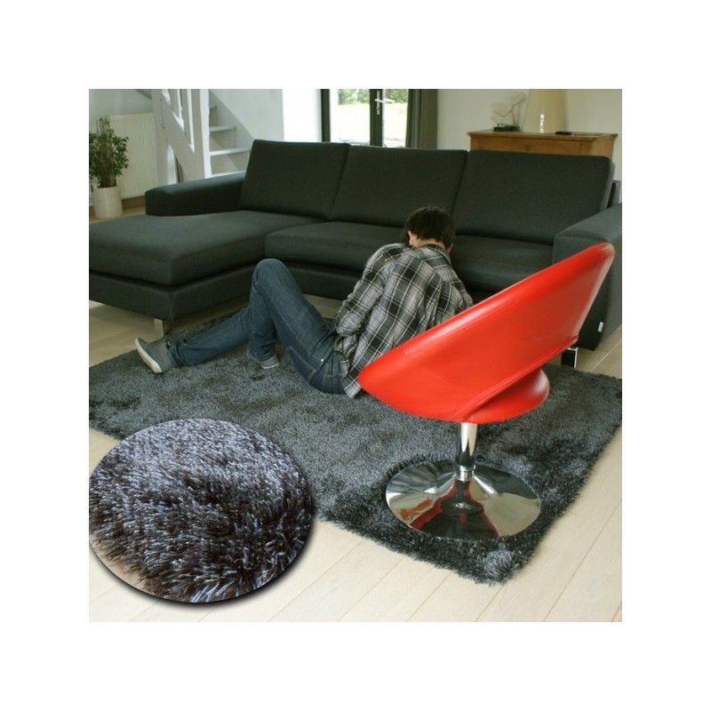 Tapis Shaggy Swing Uni Gris Carré 240 x 240 cm - ARTE ESPINA