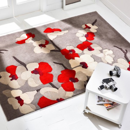 Tapis de salon Fleurs Blossom Rouge par Flair Rugs Tapis de salon Fleurs Blossom Rouge par Flair Rugs
