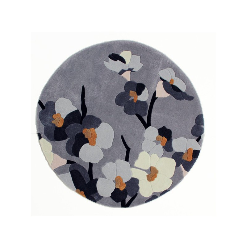Tapis de salon rond Fleurs Cerisier Gris par Flair Rugs