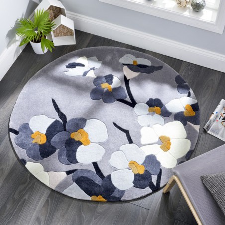 Tapis de salon rond Fleurs Cerisier Gris par Flair Rugs Tapis de salon rond Fleurs Cerisier Gris par Flair Rugs