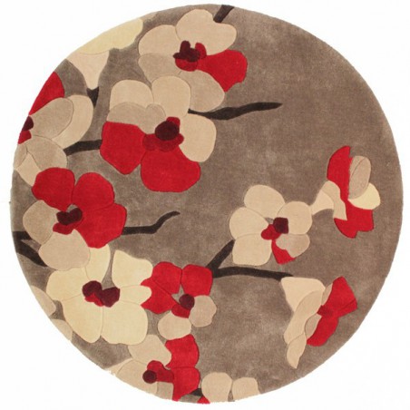 Tapis de salon rond Fleurs Cerisier Rouge par Flair Rugs Tapis de salon rond Fleurs Cerisier Rouge par Flair Rugs