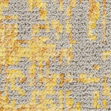 Tapis noué main Jaune et Gris en laine et viscose par Ligne Pure Tapis noué main Jaune et Gris en laine et viscose par Ligne Pure