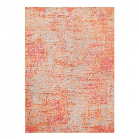 Tapis noué main Rouge Orange et Gris en laine et viscose par Ligne Pure Tapis noué main Rouge Orange et Gris en laine et viscose par Ligne Pure