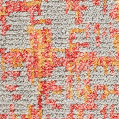 Tapis noué main Rouge Orange et Gris en laine et viscose par Ligne Pure Tapis noué main Rouge Orange et Gris en laine et viscose par Ligne Pure