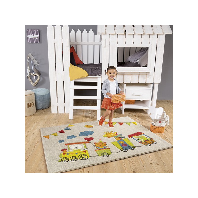 Tapis enfant Train Beige par Arte Espina