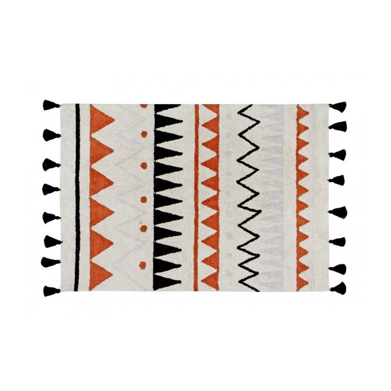 Tapis lavable en machine Azteca Terracotta par Lorena Canals