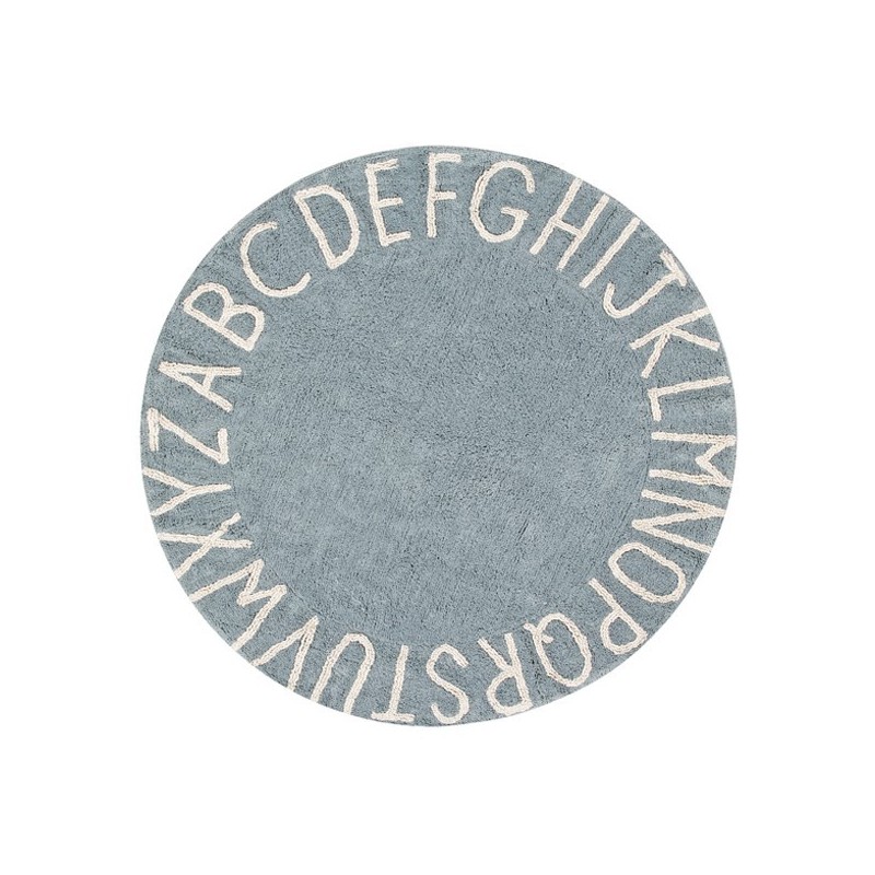 Tapis enfant Round ABC Bleu Vintage par Lorena Canals