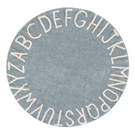 Tapis enfant Round ABC Bleu Vintage par Lorena Canals