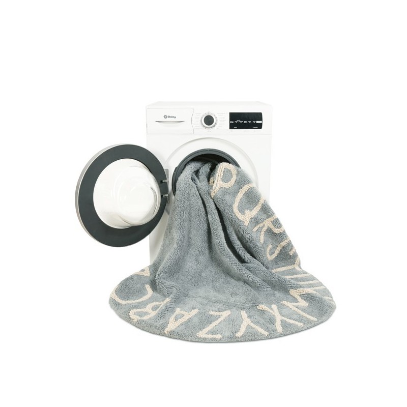 Tapis enfant Round ABC Bleu Vintage par Lorena Canals