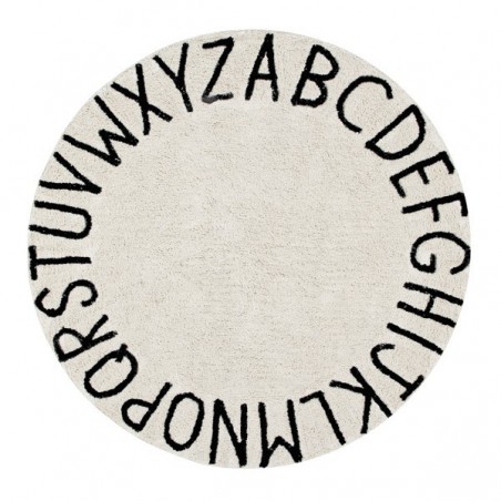 Tapis enfant Round ABC Beige et Noir Vintage par Lorena Canals