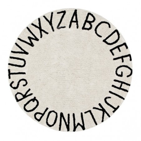 Tapis enfant Round ABC Beige et Noir Vintage par Lorena Canals Tapis enfant Round ABC Beige et Noir Vintage par Lorena Canals