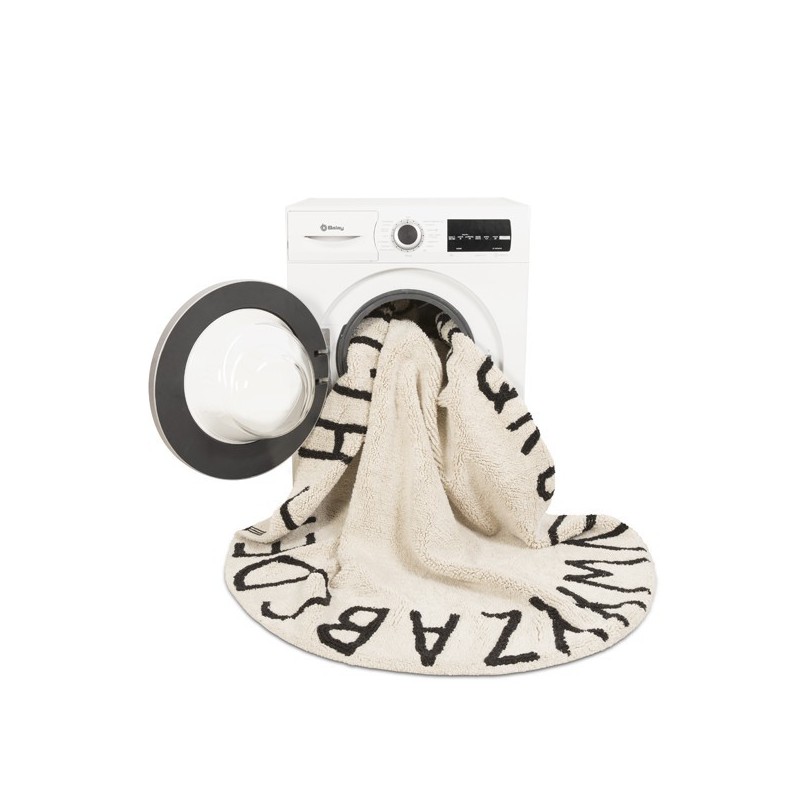 Tapis enfant Round ABC Beige et Noir par Lorena Canals