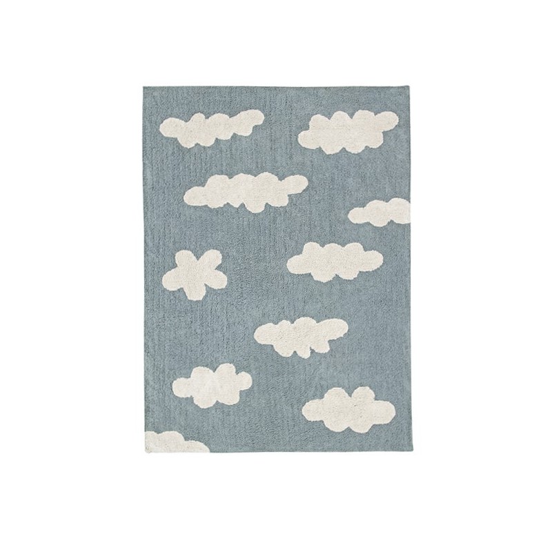 Tapis Lavable en Machine Clouds Bleu en Coton - LORENA CANALS