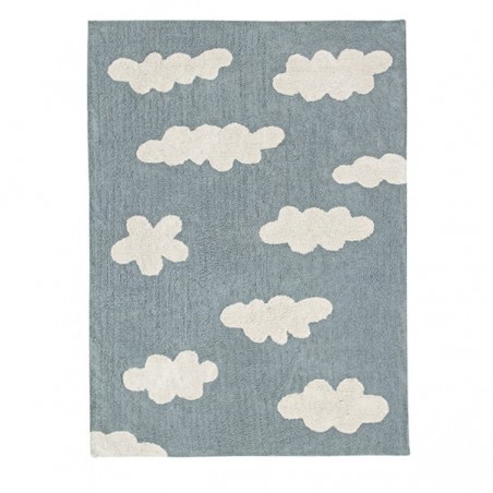 Tapis en coton lavable en machine Clouds Bleu par Lorena Canals