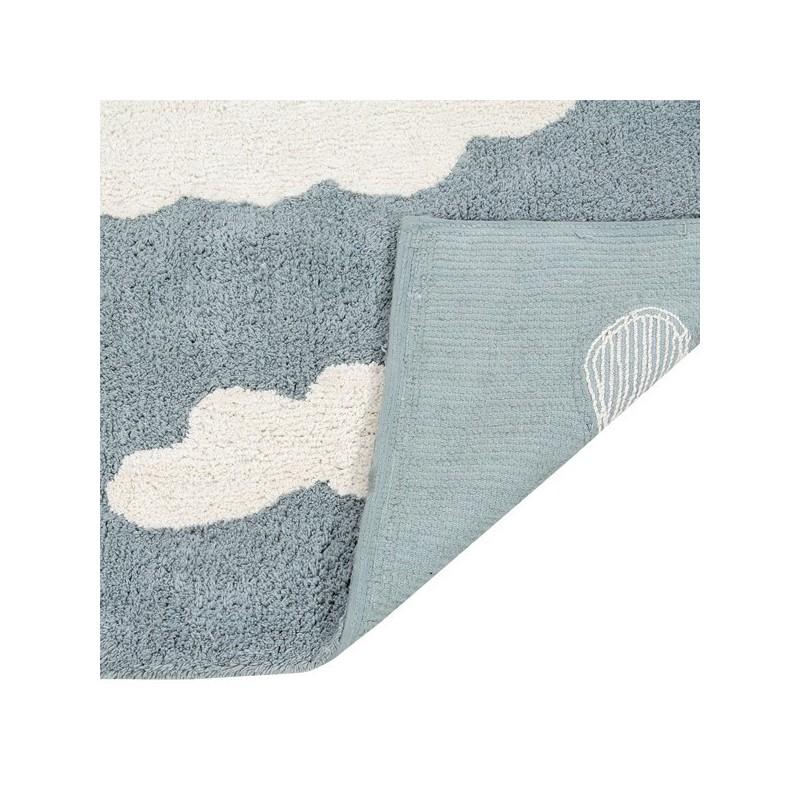 Tapis en coton lavable en machine Clouds Bleu par Lorena Canals