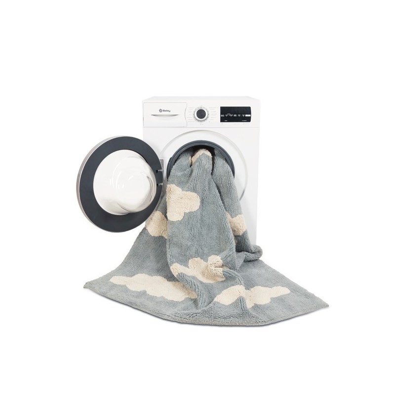 Tapis en coton lavable en machine Clouds Bleu par Lorena Canals