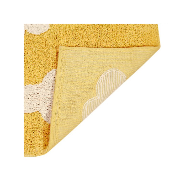 Tapis en coton lavable en machine Clouds Moutarde par Lorena Canals