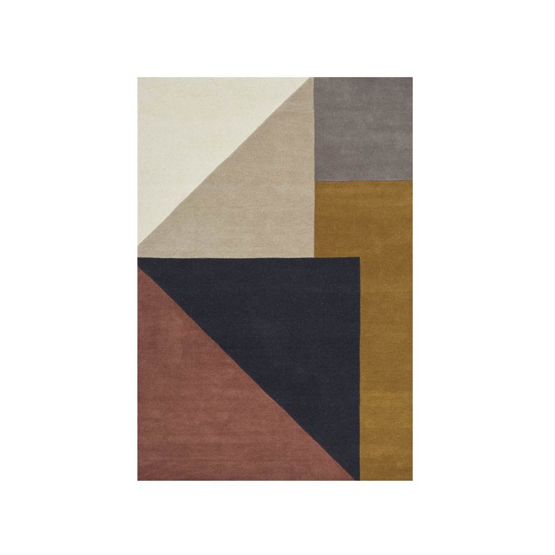 Tapis Design scandinave tufté main en laine Arguto Multi gris moutarde beige rose - LINIE DESIGN