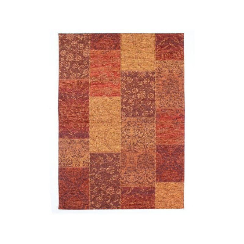 Tapis Rectangulaire Terracotta Chenille Patchwork Kilim - FLAIR RUGS