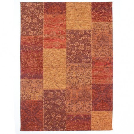 Tapis rectangulaire Patchwork Kilim Terraotta Chenille par Flair Rugs