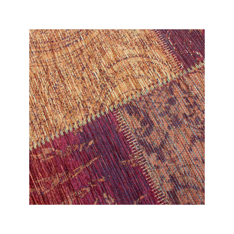 Tapis rectangulaire Patchwork Kilim Terraotta Chenille par Flair Rugs