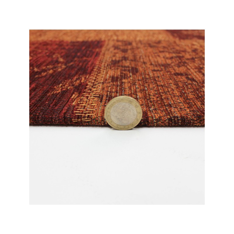 Tapis rectangulaire Patchwork Kilim Terraotta Chenille par Flair Rugs