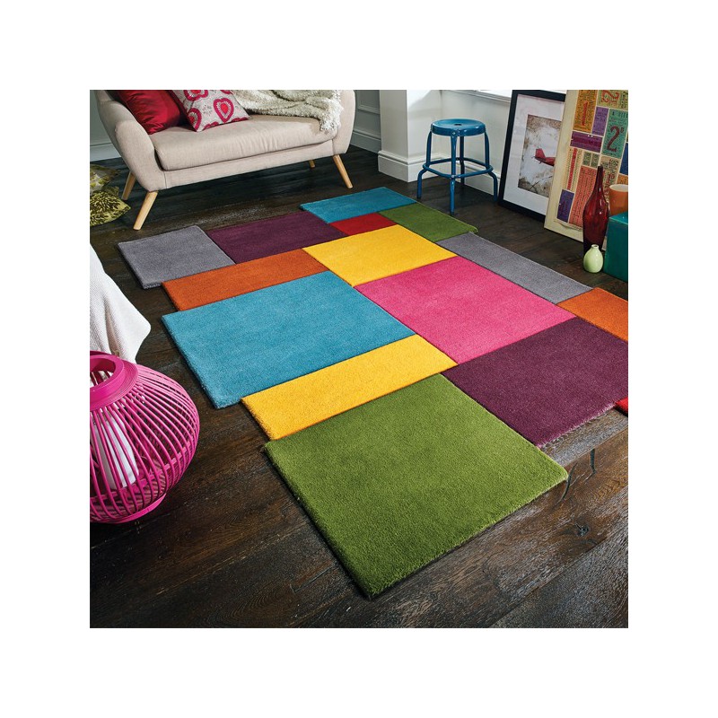 Tapis design Collage déstructuré 100% laine Multicolore par Flair Rugs