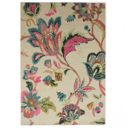 Tapis motif fleurs Gold Iris en laine et viscose par Luxmi Tapis motif fleurs Gold Iris en laine et viscose par Luxmi