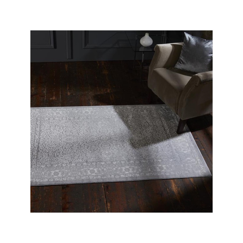 Tapis salon design gris en laine Hucaya par Luxmi