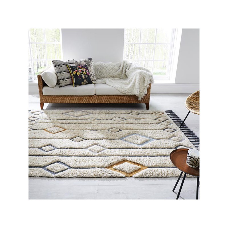 Tapis design motifs scandinaves Vilgrid Ochre par Luxmi