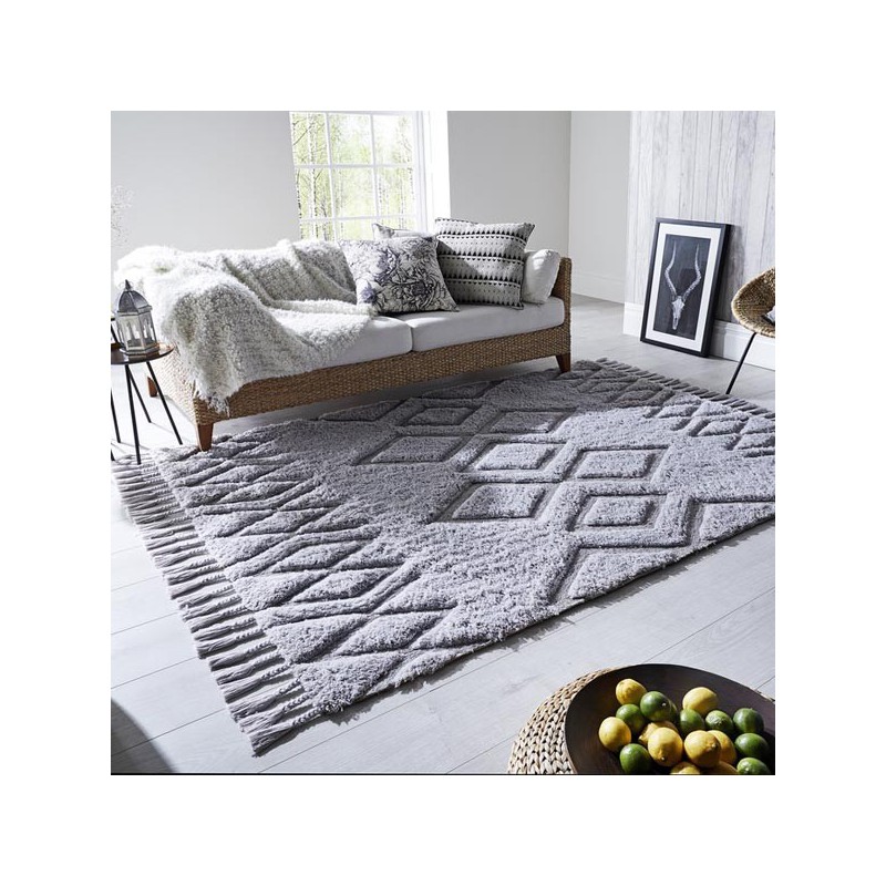 Tapis design Vilgrid motifs scandinaves Gris par Luxmi