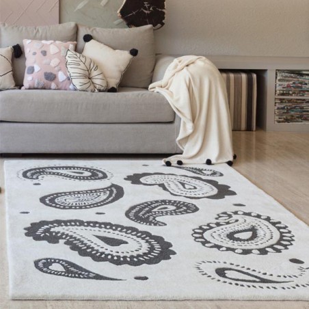 Tapis design en laine Indra Noir et Blanc par Lorena Canals Tapis design en laine Indra Noir et Blanc par Lorena Canals