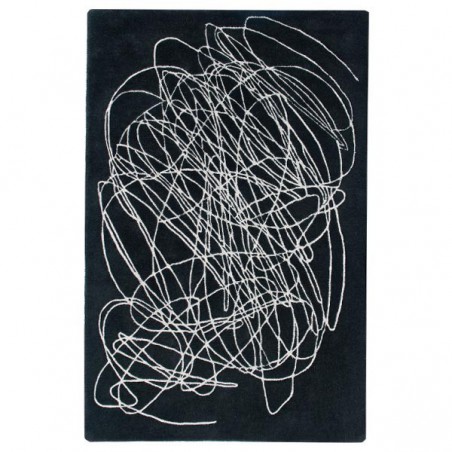 Tapis contemporain en laine Scribble Black & White par Lorena Canals Tapis contemporain en laine Scribble Black & White par Lorena Canals