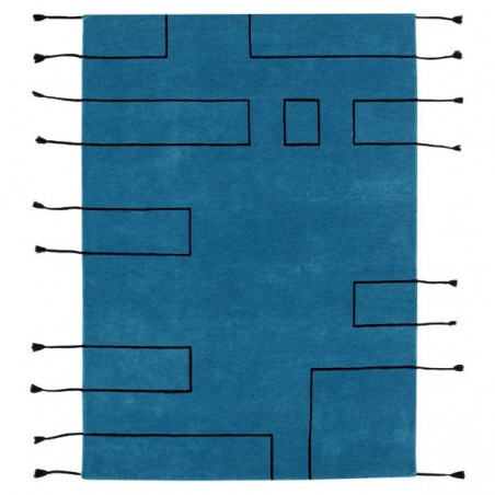 Tapis design en laine Nordic Lines bleu pétrole par Lorena Canals Tapis design en laine Nordic Lines bleu pétrole par Lorena Canals