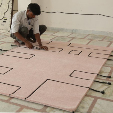 Tapis design en laine Nordic Lines Rose poudré par Lorena Canals Tapis design en laine Nordic Lines Rose poudré par Lorena Canals