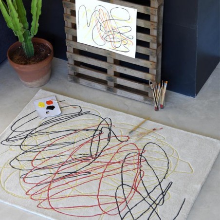 Tapis contemporain en laine Scribble Multicolore par Lorena Canals Tapis contemporain en laine Scribble Multicolore par Lorena Canals