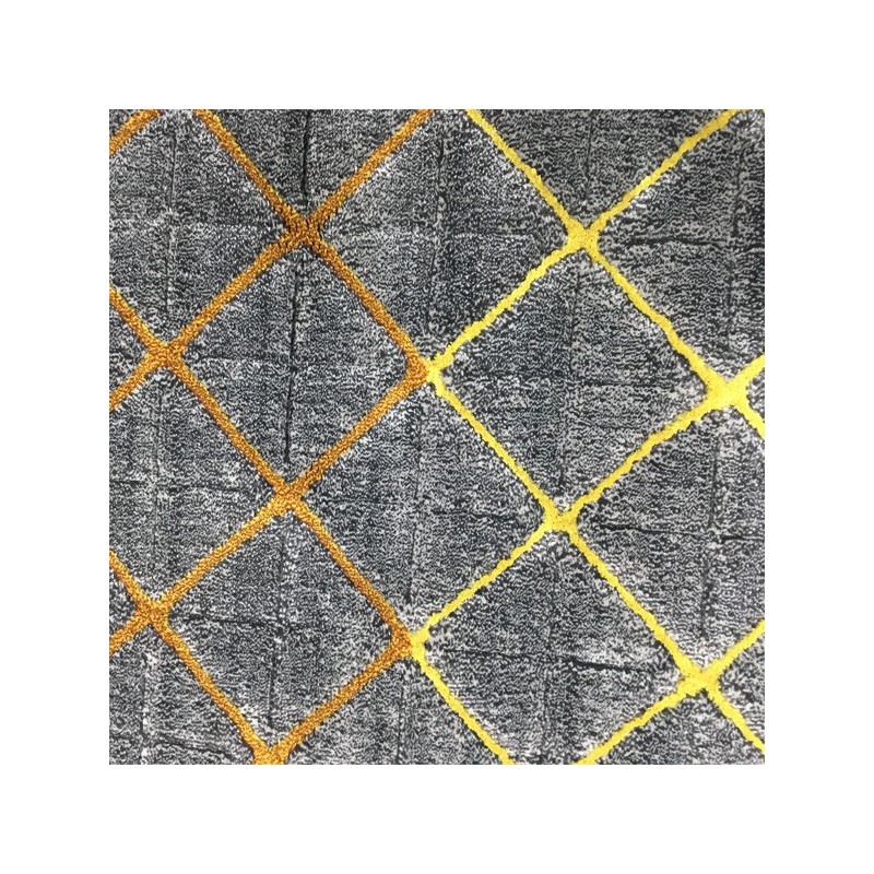 Tapis salon graphique anthracite et jaune par Tapis Chic collection