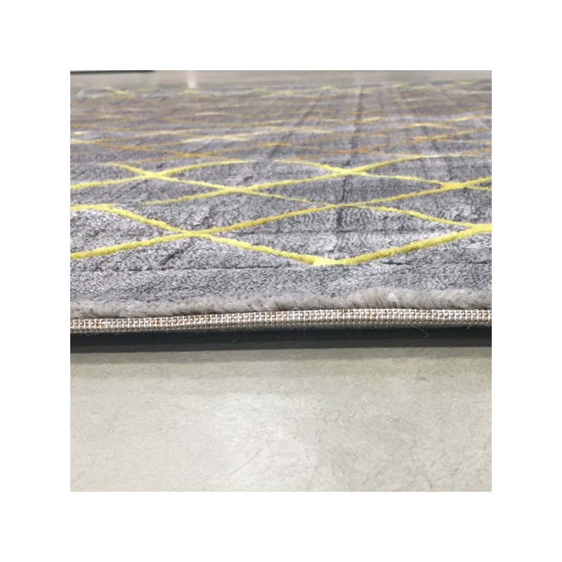 Tapis salon graphique anthracite et jaune par Tapis Chic collection