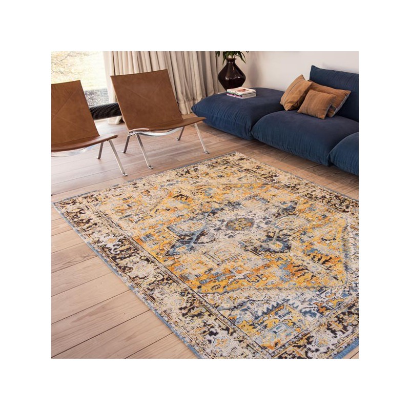Tapis de salon new vintage Antiquarian Heriz gold par Louis De Poortere